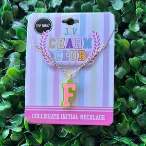 Top Trenz Collegiate Initial Necklace - Pink and Gold